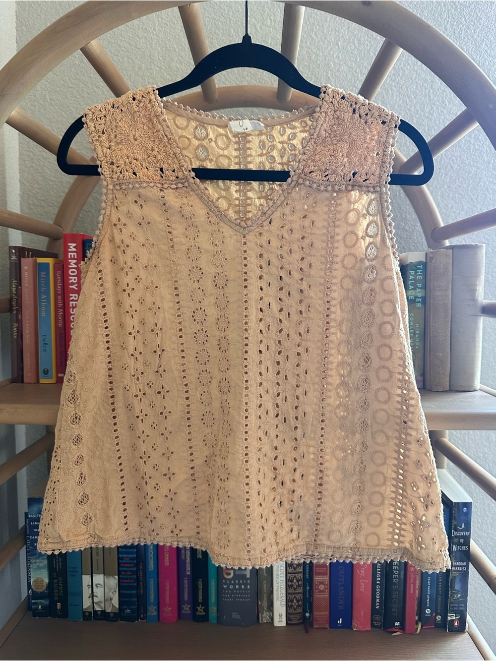 Joie Crochet Eyelet V-Neck Tank